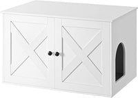 Feandrea Cat Litter Box Enclosure, Litter Box Furniture Hidden with Removable Divider, Indoor Cat House, End Table, 31.5 x 20.9 x 19.7 Inches, White UPCL002W01