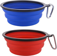 Large Collapsible Dog Bowls - Large,34oz / 34oz-Blue&Red