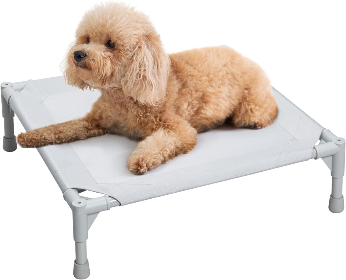 Love&go Elevated Dog Bed with Metal Frame - S - Grey / Small-18.5x18.5x5.5 inch - image 2