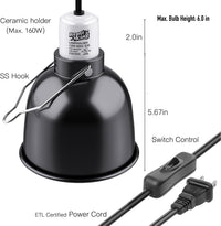 Reptile Light Fixture, 5.5'' Standard Dome for Reptile Basking Bulb Light/Heat Lamp/Ceramic Heat - 1-Pack / 5.5'' Deep Dome - image 3