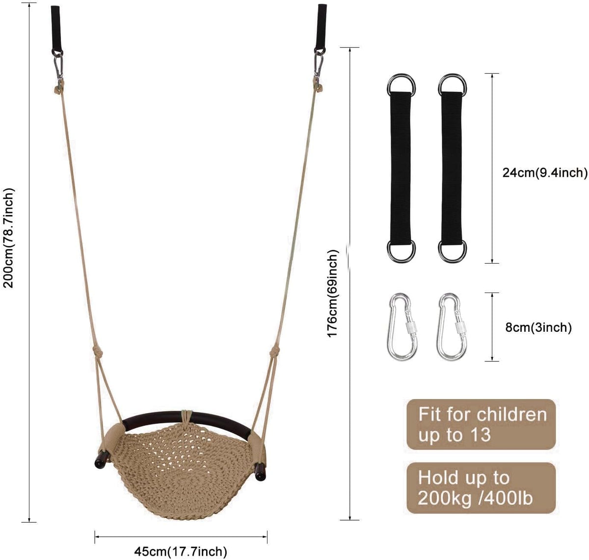 JKsmart Kids Net Swing Seat - Light Brown / 1 Pack - image 3