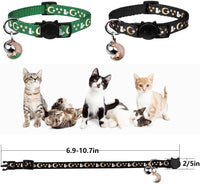 Baeuppit 2PCS Breakaway Cat Collars with Bell Moons Stars Cute Kitty - Neck 6.9-10.7 in / Deep Green&Black - image 4