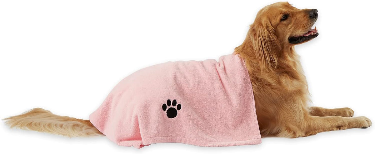 Bone Dry Pet Grooming Towel Collection Absorbent Microfiber X-Large - Pink / 41x23.5"