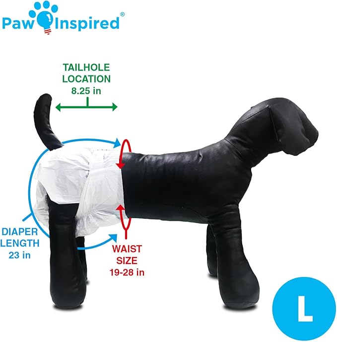 Paw Inspired Disposable Dog Diapers | Female Dog Diapers Ultra Protection | Diapers for Dogs in Heat, Excitable Urination, or Incontinence (12&144 Count) (Large (12 Count))