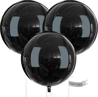 PartyWoo Metallic Silver Foil Balloons 20pcs Large Round Giant 4D - Black / 3 PCS-50 INCH
