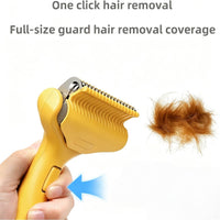 Undercoat Rake for Dogs & Cats, Self‑Clean Deshedding Brush - Yellow - image 2