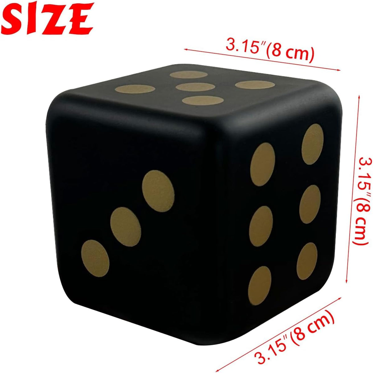 funnysquee 3.15 inch foam dice toy with large numbers, Fortunate Red - view 9