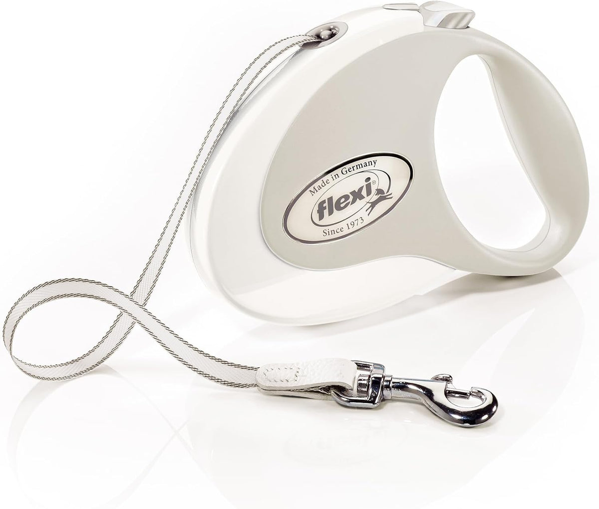 FLEXI Giant Tape Retractable Dog Leash - White/Grey / 16 ft (Medium)