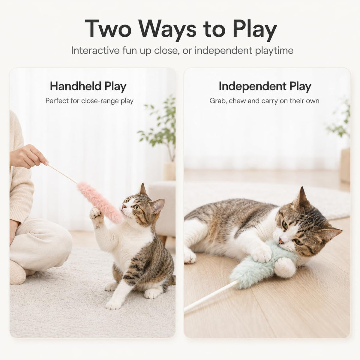 Rabbit Fur Cat Toys, Soft Teaser Sticks for Play & Exercise - image 3