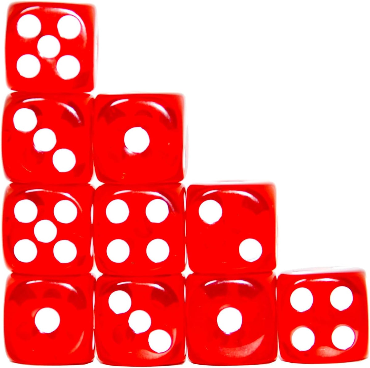 SmartDealsPro 10-Pack D6 Six Sided 16mm Transparent Dice Die for DND - Red Translucent - image 3
