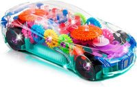ArtCreativity Light-Up Transparent Sensory Car Toy, Bump-and-Go