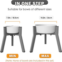 Dog Bowl Stand for Medium & Large Dogs, Adjustable Width 7-10.7" - Height: 11", Width: 7-10.6" / Grey with Tray - image 4