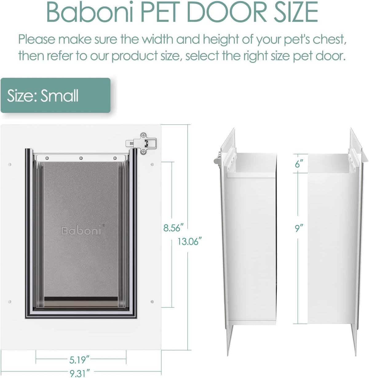 Baboni Pet Door for Wall, 3-Flap - 2-Flap(Metal Frame,Aluminum Lock) / Small - image 3