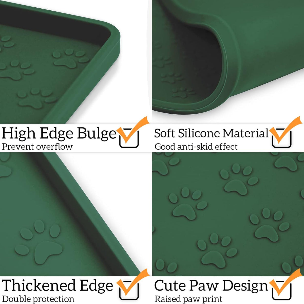 Pet Placemat for Dog and Cat - 24.5"L x 16.5"W / Hunter Green - image 4