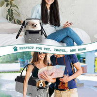 PetAmi Dog Purse Carrier for Small Dogs, Airline Approved Soft Sided Pet Carrier with Pockets, Ventilated Dog Carrying Bag for Puppy Cat, Dog Travel Supplies Bag, Sherpa Bed, Max 12 lbs, Gray