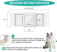 Aluminum Cat Door for Windows - White Tall / Fit 28"-32" Window - image 2