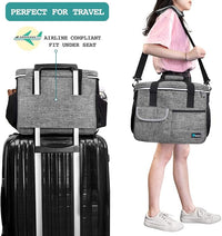 PetAmi Dog Travel Bag - Organizer with Food Container, Bowls & Accessories for Weekend Camping, Cat Diaper Bag (Grey, Medium)