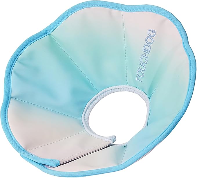 Touchdog Foldable Dog Cone Collar for Cats & Dogs - Adjustable Soft Recovery Collar with Waterproof PU Coating, Lightweight Design, 24.5cm/9.6in Wide Barrier (Blue Gradient Color, XL)