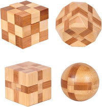 4 Pack Wooden Puzzle Brain Teasers Toy for Kids 3D Puzzles for Teens – Fun for Kids & Family