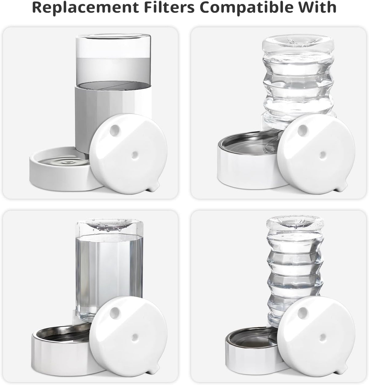 Baofum 8 pack gravity pet water fountain replacement filters with brush - view 2