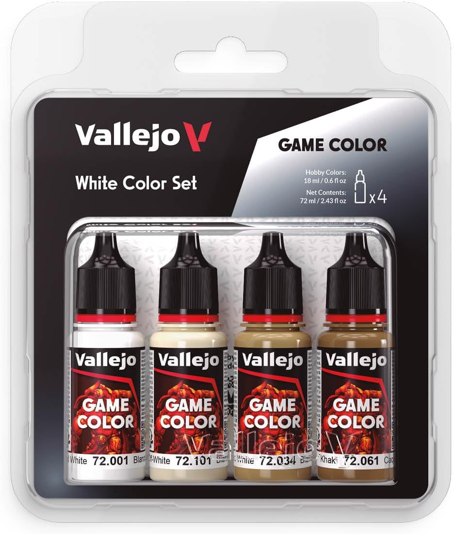 Vallejo, Game Color, 4 Bottles x 0.6 fl.oz. - White Color Set