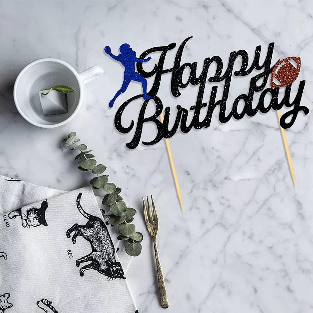 Moitkptt 24 glitter football player cupcake toppers - view 18