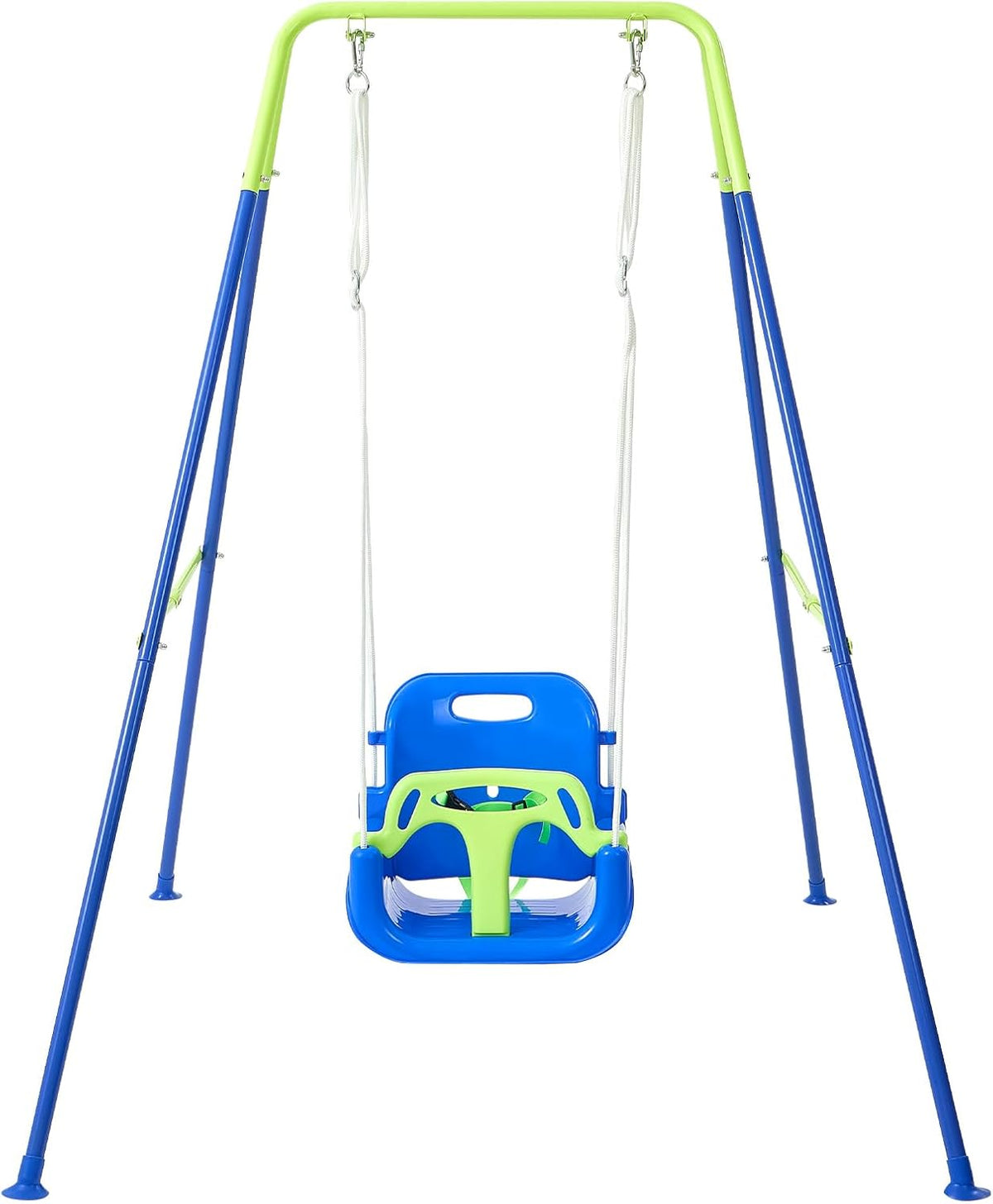 FUNLIO Toddler Swing with Foldable Metal Stand for Toddlers Aged 1~10 - Bluegreen