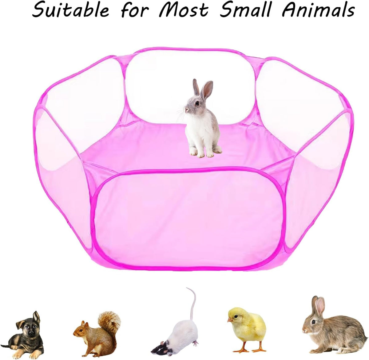 Small Animals Playpen, Portable Pop-up Open Interactive Pet Tent - Pink - image 2