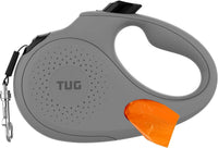 TUG Oval 360° Tangle-Free Retractable Dog Leash with Integrated Waste - Grey / Small