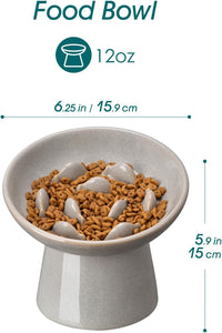 vancasso Ceramic Slow Feeder Cat Bowl - Grey - image 2