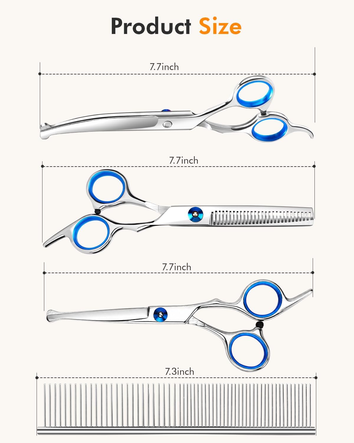6-in-1 Dog Grooming Scissors - Blue 5 in 1 - image 2