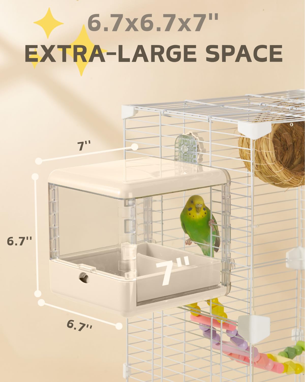 septillar Bird Feeder and Bath for Cage - White - image 2