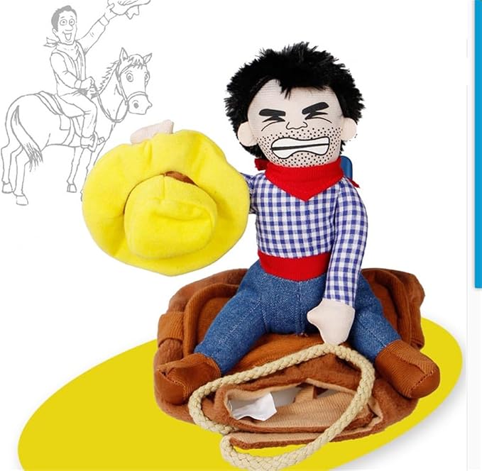 Deluxe Cowboy Rider Pet Costume - Funny Dog Halloween Outfit with Doll and Hat, Adjustable Knight Style Costume for Labs, German Shepherds, and Golden Retrievers, and More (XS)