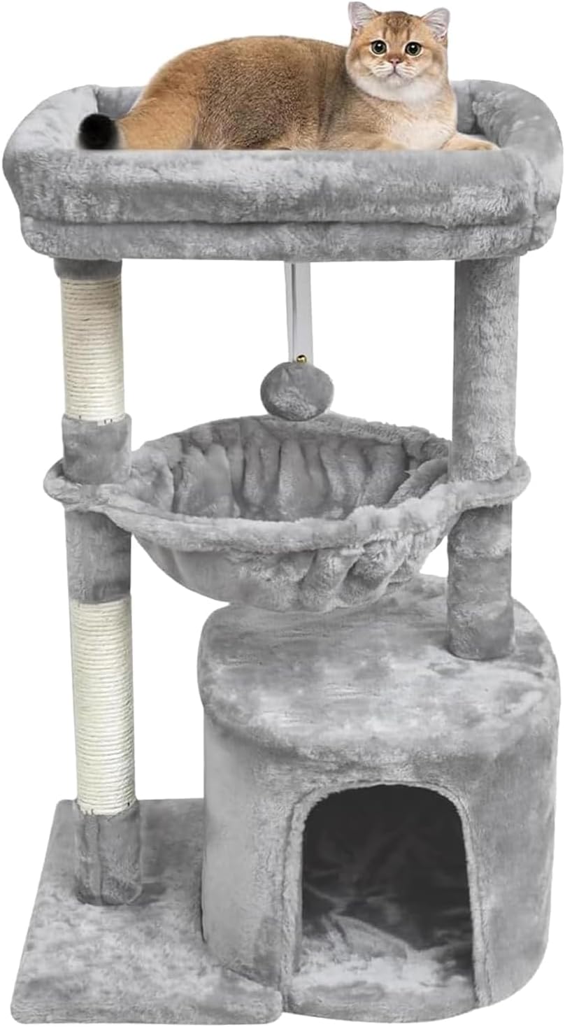 SYANDLVY Small Cat Tree for Indoor Cats - 29.6" / Grey