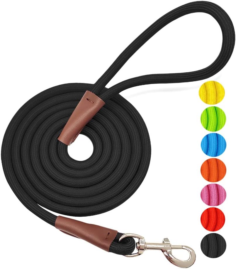 MayPaw 4/6 /8/10 FT Dog Leash, Classic Solid Colors - 6ft*1/2" / black