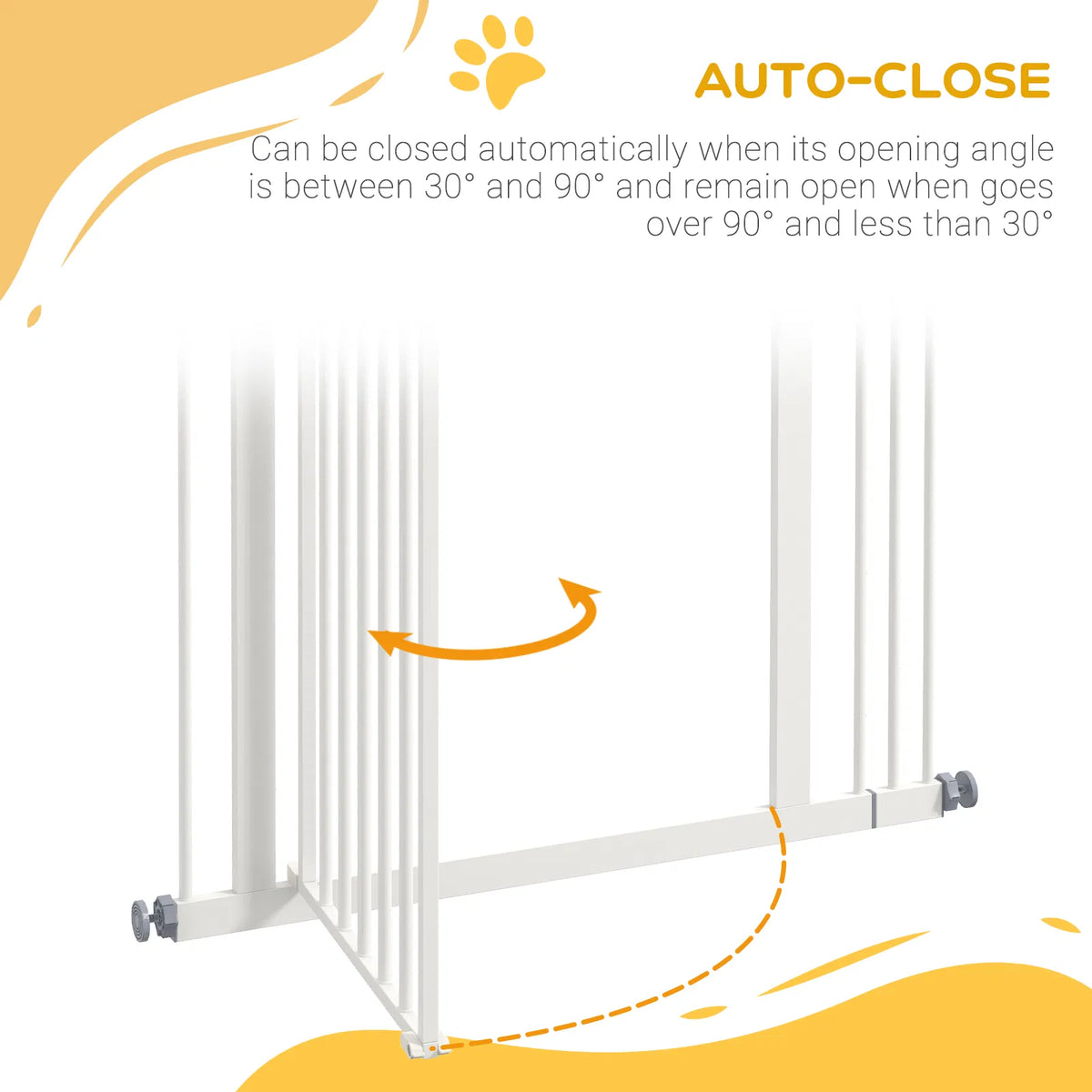 Extra Tall Dog Gate with Door, Pressure Fit, Auto Close, Double Locking for Doorways Hallways Stairs, 29"-34", White