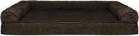 Furhaven Cooling Gel Dog Bed for Large Dogs w/ Removable Bolsters & Washable Cover, For Dogs Up to 95 lbs - Plush & Suede Sofa - Espresso, Jumbo/XL