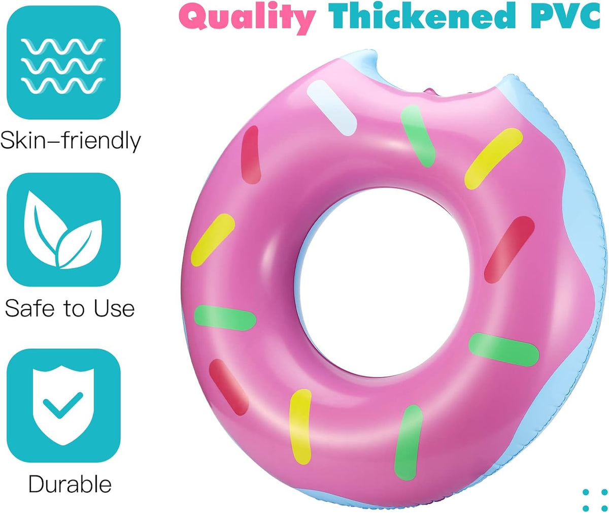 HeySplash Pool Floats Kids, Inflatable Swimming Rings – Fun for Kids & Family - J-Donut Pink + Teal - image 3