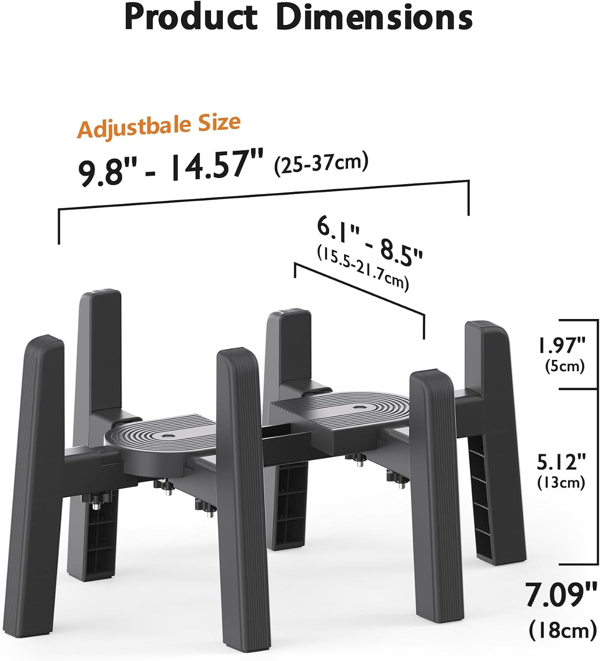 Dog Bowl Stand with Adjustable Height and Width [Stand Only] – Essentials for Dogs - 1 Pack For Automatic Feeder / H: 7.09''; W: 6.1 x 9.8'' - 8.5 x 14.57'' - image 3