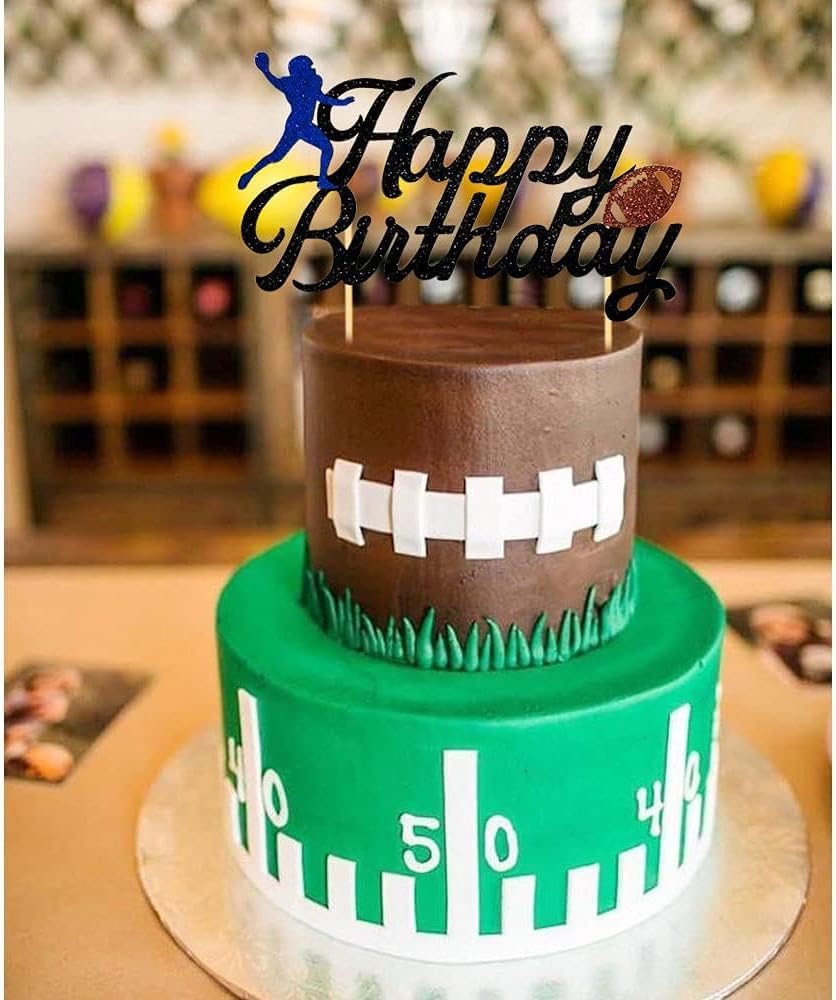 Moitkptt 24 glitter football player cupcake toppers - view 17