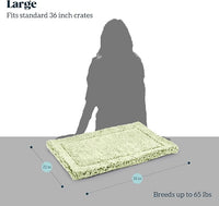 Stoutwool Indestructible Dog Bed - Fluffy Chew Proof Dog Crate Pad - Tough Kennel Pad for Aggressive Chewers - Washable, Ideal for Large Breeds & Fits 36-Inch Crate - 35"x22", Gleam