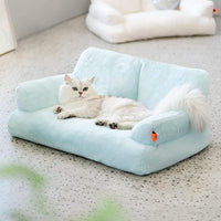 MEWOOFUN Cat Bed for Indoor Cats, Washable Dog Beds for Small Dogs & Cats, Fluffy Cat Couch with Non-Slip Bottom (Blue, 26.0" L x 19.0" W x 13.0" Th)