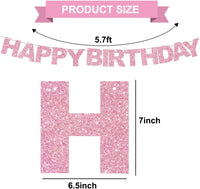 BEISHIDA Pre-Strung Glitter Pink Happy Birthday Banner Party Sign - pink #2 - image 2