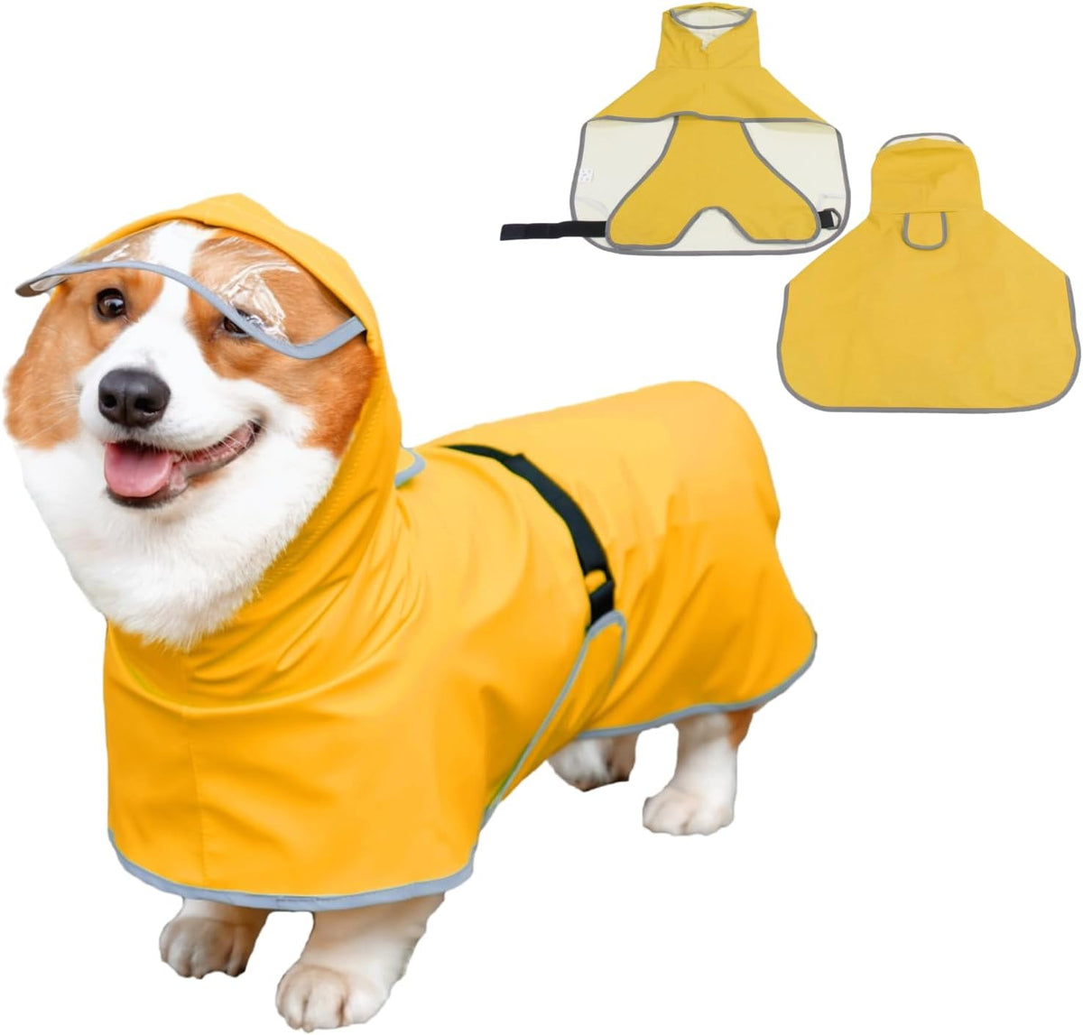 Dog Rain Jacket with Hood for Small Pet - Yellow / Small Plus (S +)