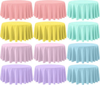 4Pcs Pastel Tablecloths, Mix Color Plastic Tablecloth Disposable Rectangle Table Covers for Baby - Pastel Round / 12pcs