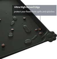 Waterproof Pet Feeding Mat with High Raised Edges, Heavier and Thicker Placemats for Cat Dog Water Bowl with BPA Free, Dogs Cats Food Mats for Messy Drinkers to Prevent Spill and Protect Floors