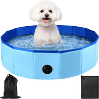 Enenes Foldable Dog Pool 24 x 8 Inch - Blue, 32"x8"