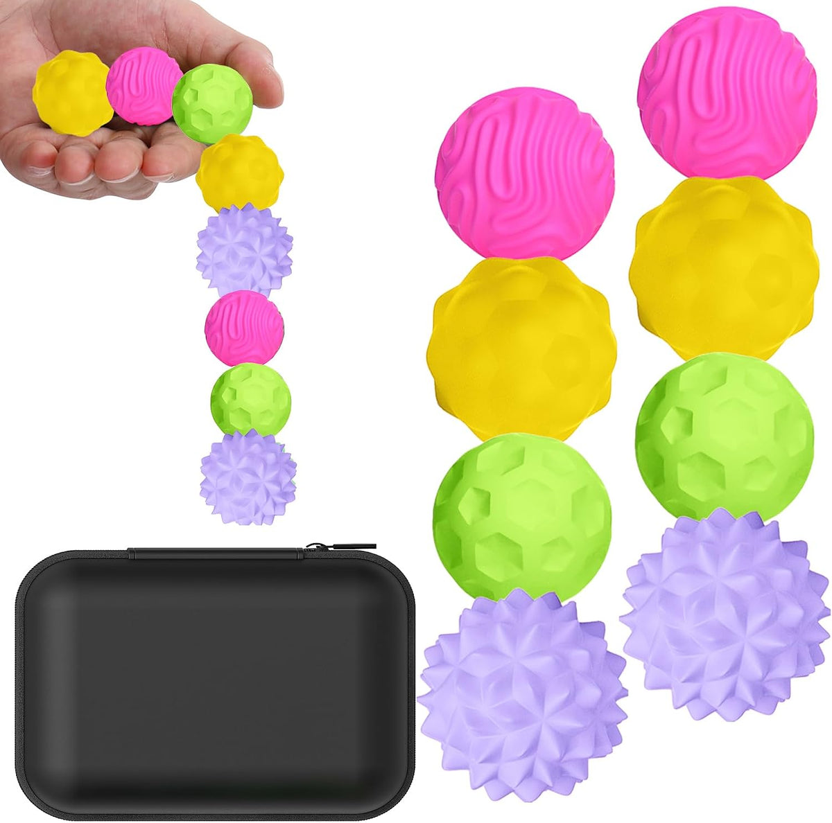 BUSOHA Silicone Magnetic Fidget Balls - Yellow+pink+purple+green + Pink / 1.2 Inch