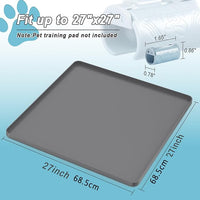 Pee Pad Tray Holder for Dog,Silicone Dog Puppy Pad Holder, 27" x 27" No Spill Raised Lip High Edge,Portable Large Leak-Proof Mat Holder for Pet Training Pads,Square Potty Trays 6 Complimentary Clamps