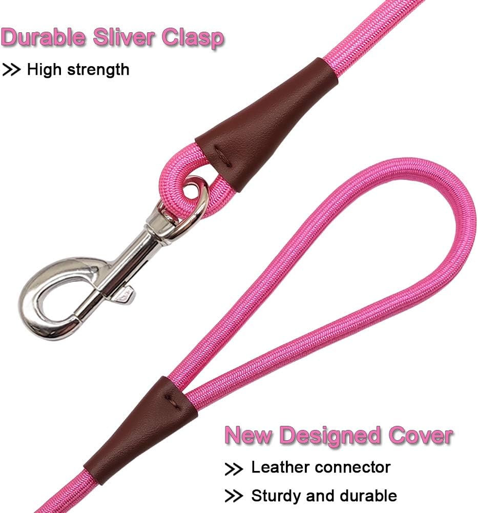 MayPaw Small Rope Dog Leash 6FT 8FT 10FT - 6ft*1/4" / pink - image 2